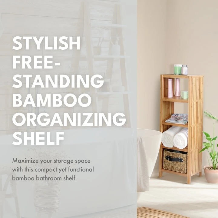 ToiletTree Products Deluxe Bamboo Freestanding 5-Tier Bathroom Organizing Shelf, Bathroom Organizer with Storage Shelves