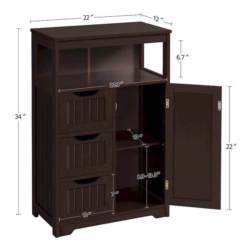 Yaheetech Bathroom Floor Cabinet Bedroom Cabinet Storage Organizer