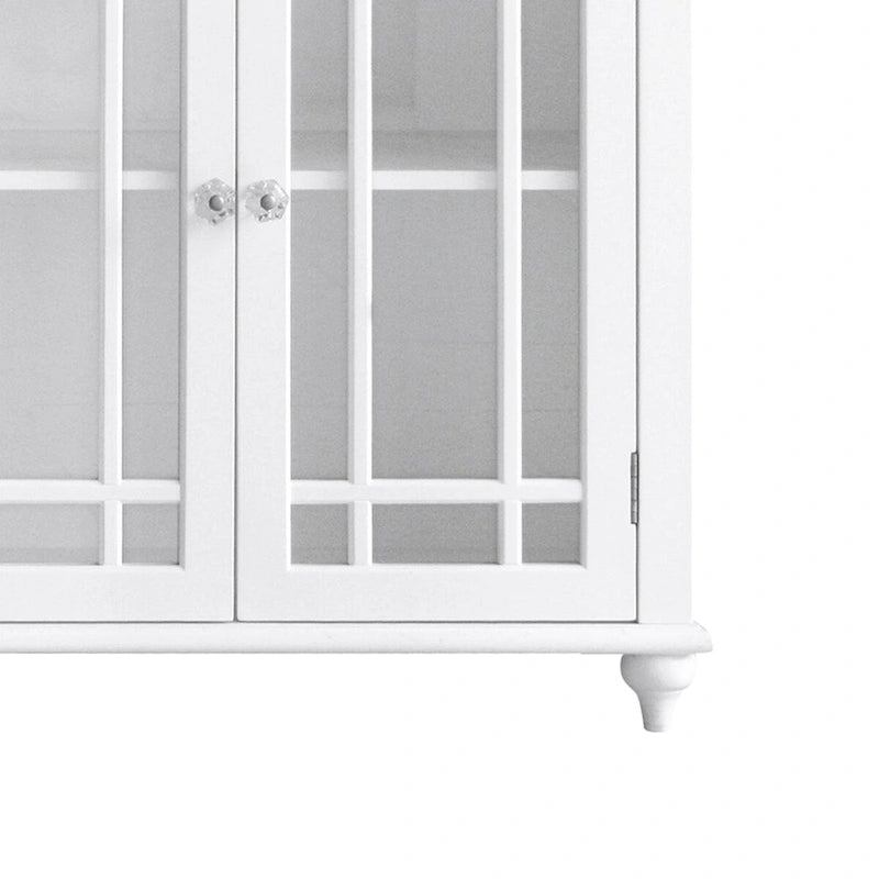 Teamson Home Neal Wooden Freestanding Two-Door Floor Cabinet with Glass Paneled Doors and Open Fixed Shelf