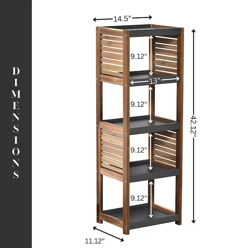 Open-Shelf Storage Unit with Vented Design, Brown and Gray - Elements Collection - 42 3/4 Hx14.5 Lx11 3/4 W