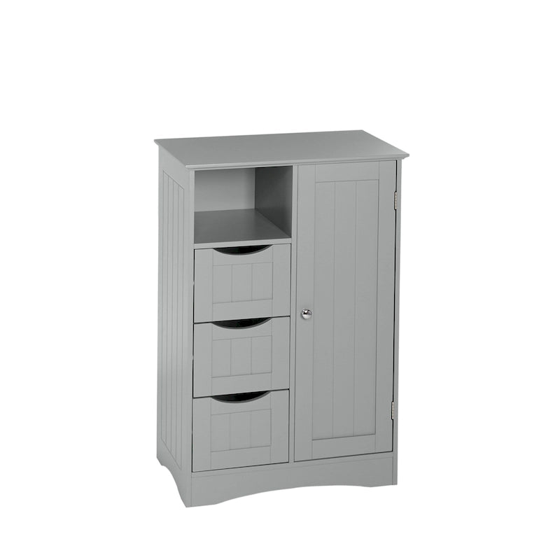 RiverRidge Ashland Single Door Bathroom and Laundry Storage Cabinet with 3 Drawers, Open and Adjustable Shelf