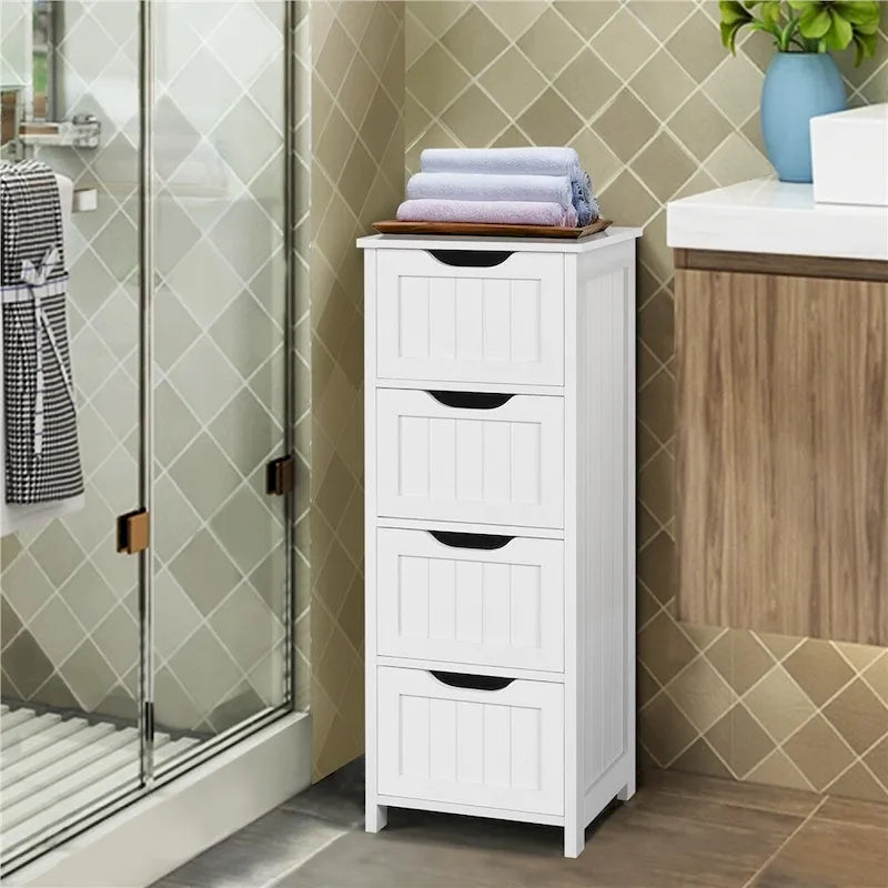Yaheetech Bathroom Floor Cabinet Slim Bath Cabinet with 4 Drawers