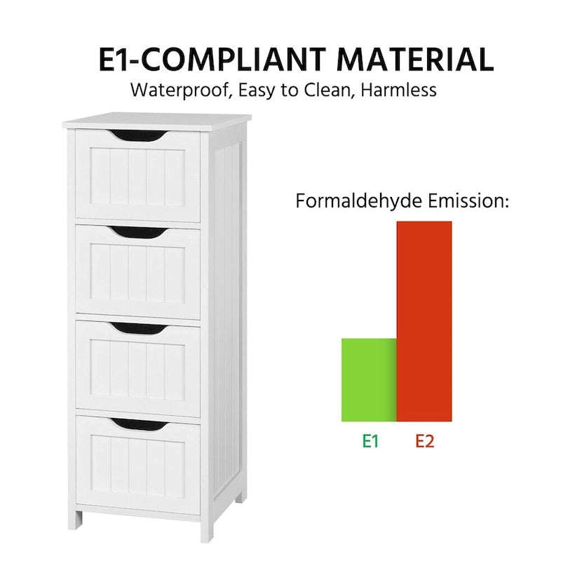 Yaheetech Bathroom Floor Cabinet Slim Bath Cabinet with 4 Drawers