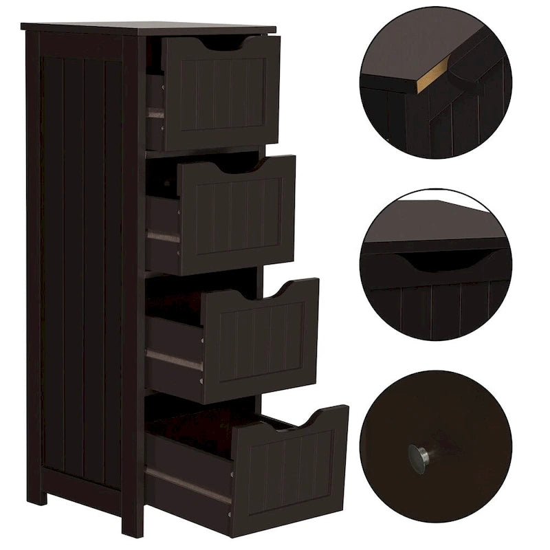 Yaheetech Bathroom Floor Cabinet Slim Bath Cabinet with 4 Drawers