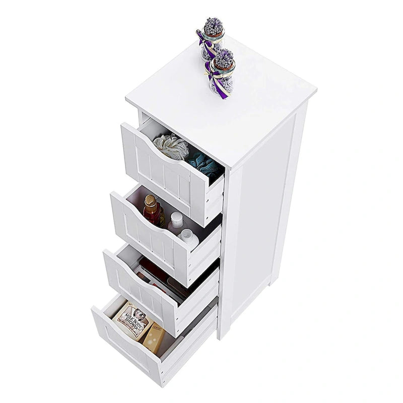 White Bathroom Storage Cabinet, Freestanding Office Cabinet with Drawers - 11.8 L x 11.8 W x 32.3 H
