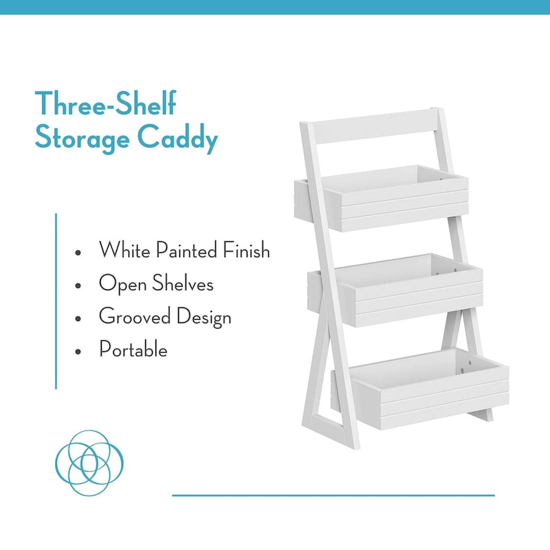 RiverRidge Home Lightweight Portable 3-Shelf Storage Caddy Organizer - White