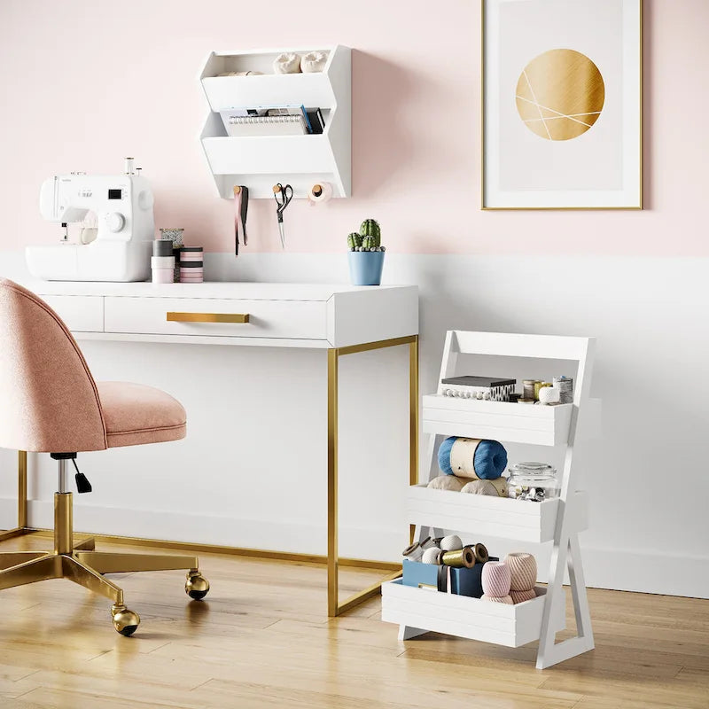 RiverRidge Home Lightweight Portable 3-Shelf Storage Caddy Organizer - White