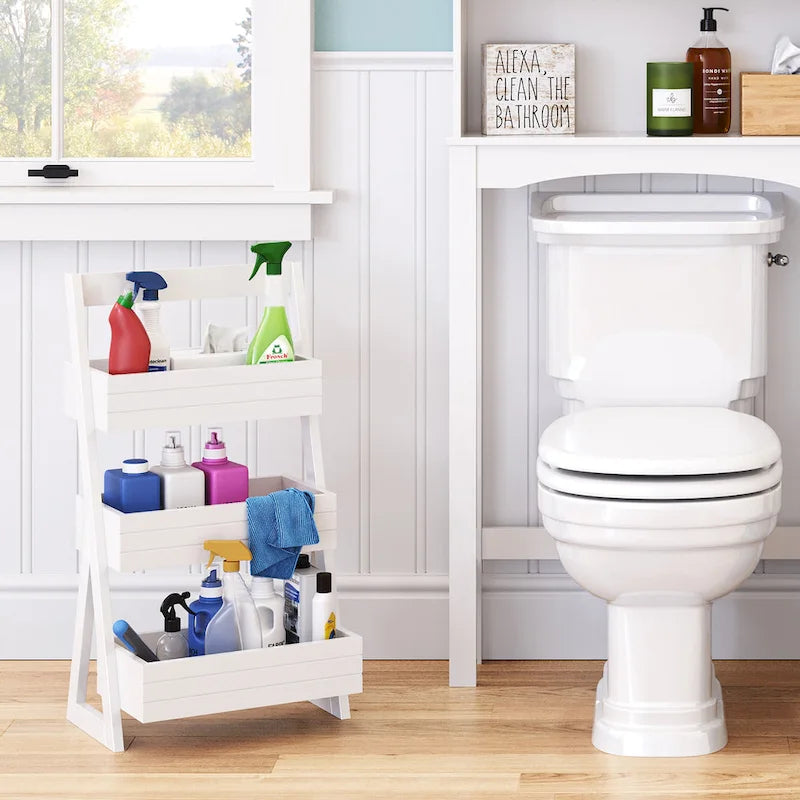RiverRidge Home Lightweight Portable 3-Shelf Storage Caddy Organizer - White