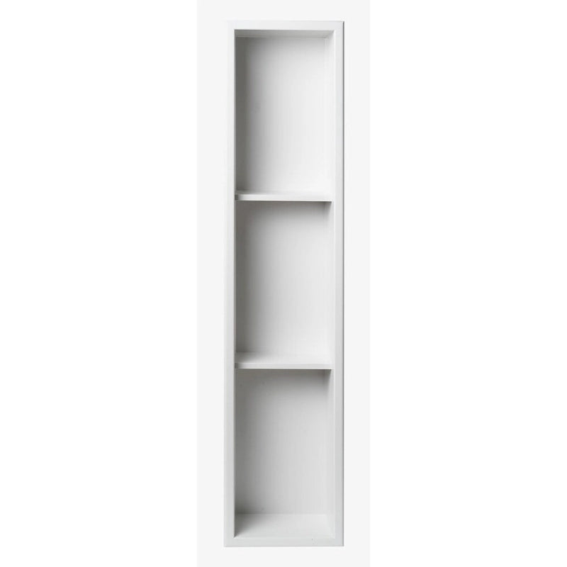 ALFI brand 8  x 36  White Matte Stainless Steel Vertical Triple Shelf Bath Shower Niche