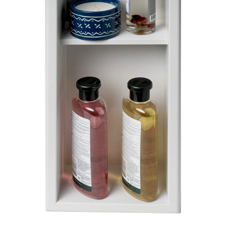 ALFI brand 8  x 36  White Matte Stainless Steel Vertical Triple Shelf Bath Shower Niche