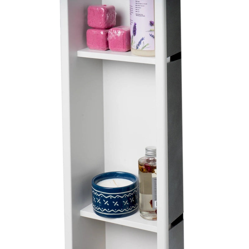 ALFI brand 8  x 36  White Matte Stainless Steel Vertical Triple Shelf Bath Shower Niche