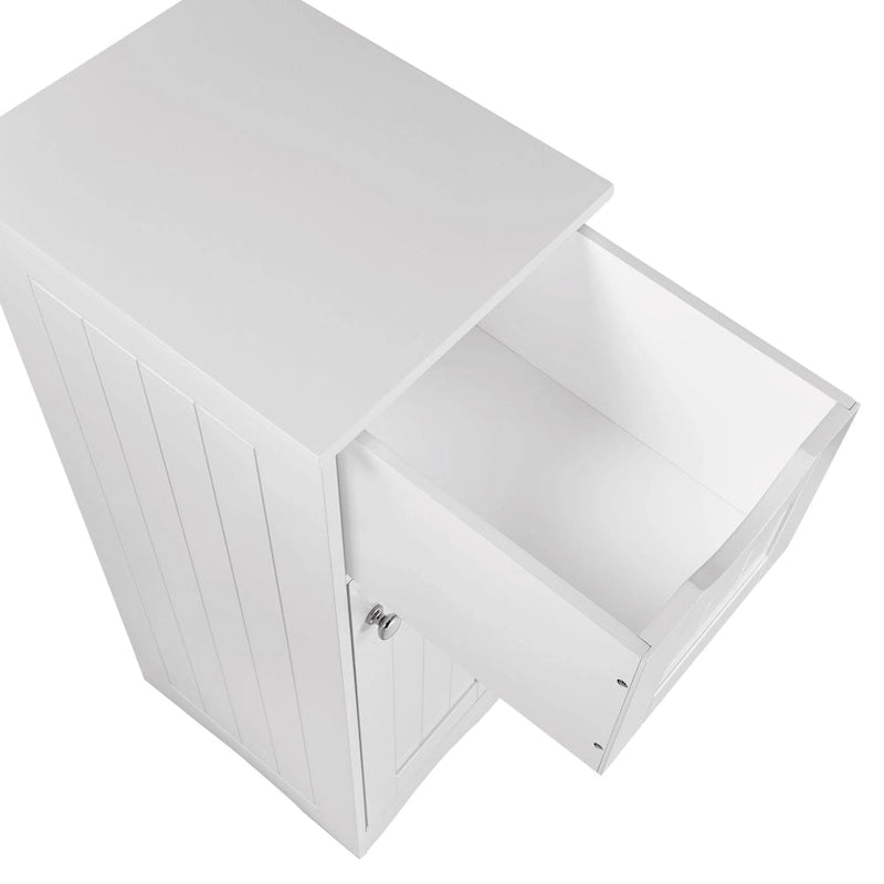 RiverRidge Ashland Single Door Narrow Bathroom and Laundry Storage Cabinet with Drawer and Adjustable Shelves - White