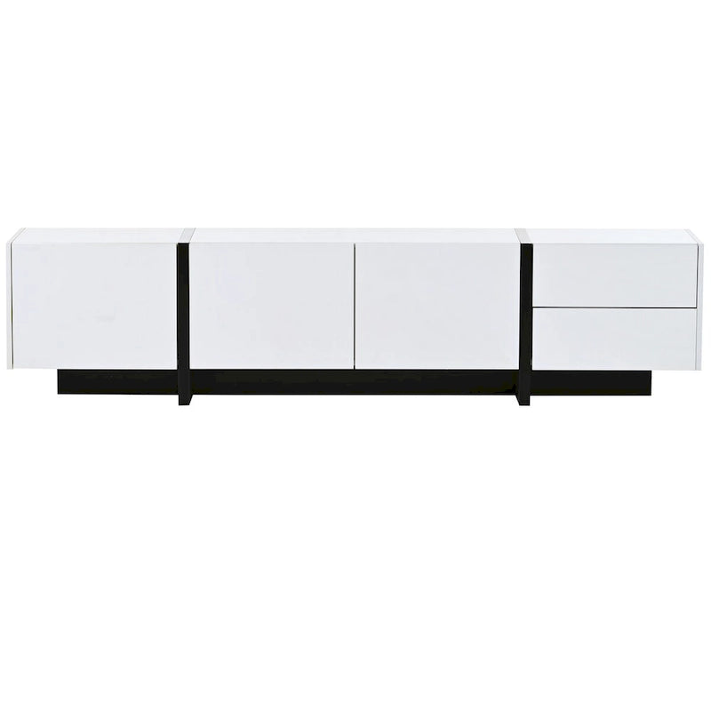 Siavonce White & Black Contemporary Rectangle Design TV Stand - 74.8 W x 13.7 D x 17.7 H