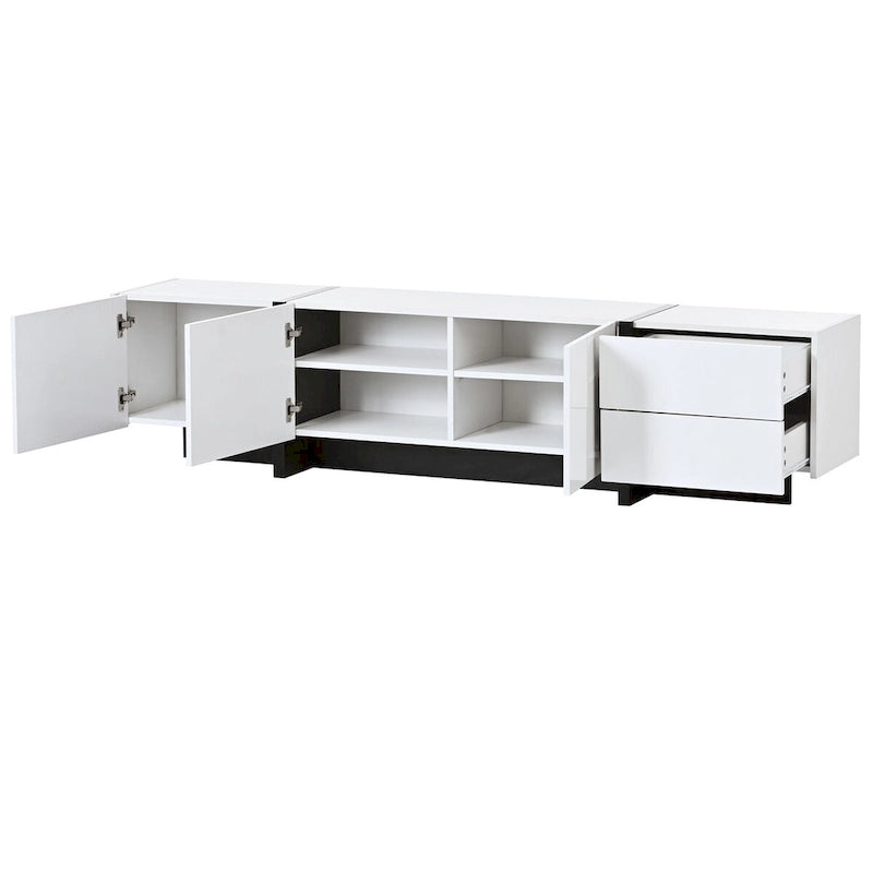 Siavonce White & Black Contemporary Rectangle Design TV Stand - 74.8 W x 13.7 D x 17.7 H