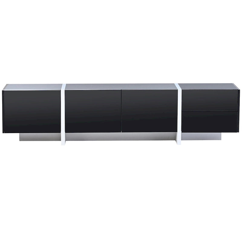 Siavonce White & Black Contemporary Rectangle Design TV Stand - 74.8 W x 13.7 D x 17.7 H