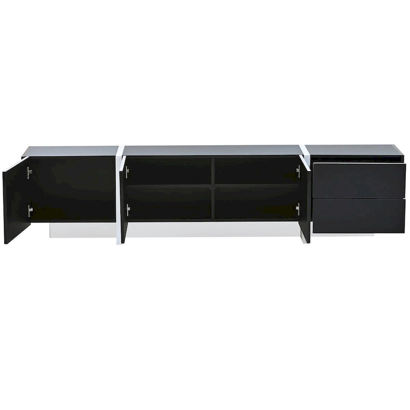 Siavonce White & Black Contemporary Rectangle Design TV Stand - 74.8 W x 13.7 D x 17.7 H