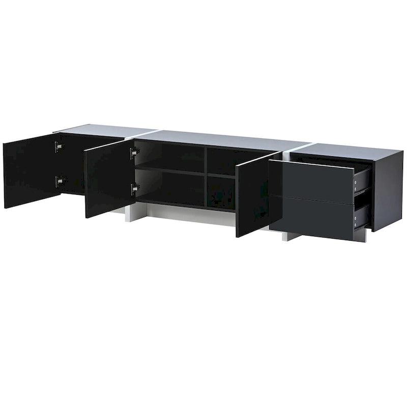 Siavonce White & Black Contemporary Rectangle Design TV Stand - 74.8 W x 13.7 D x 17.7 H