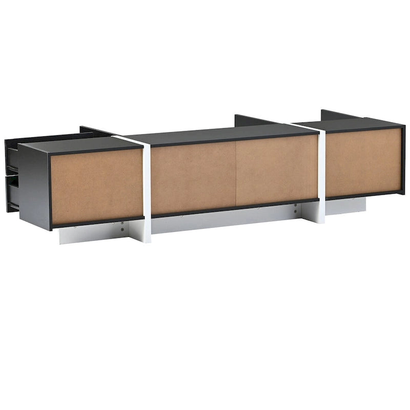 Siavonce White & Black Contemporary Rectangle Design TV Stand - 74.8 W x 13.7 D x 17.7 H