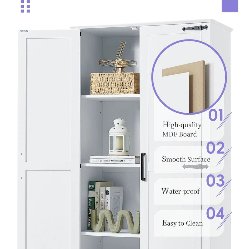 Tall Bathroom Storage Cabinet with 2 Doors, 1 Drawer & Adjustable Shelf
