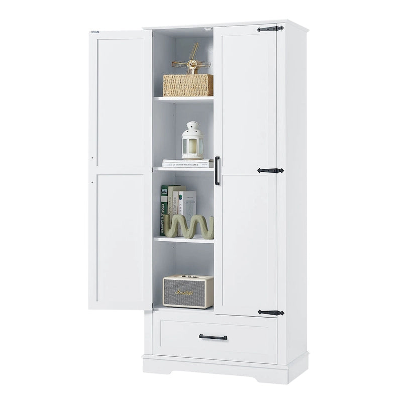 Tall Bathroom Storage Cabinet with 2 Doors, 1 Drawer & Adjustable Shelf