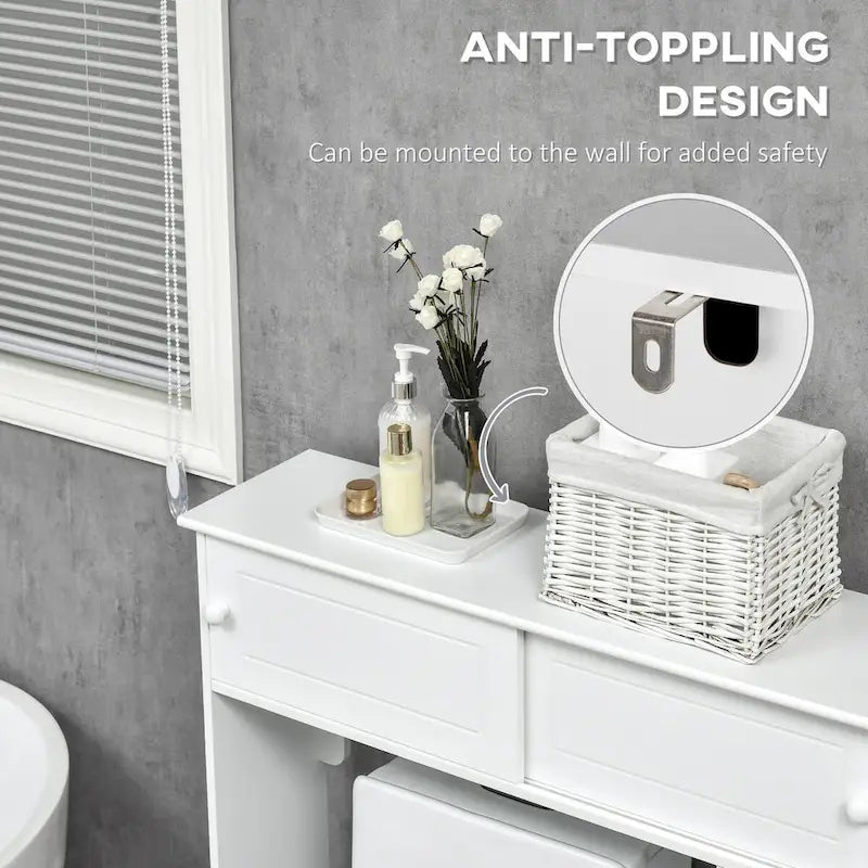 Over the Toilet Bathroom Cabinet, Freestanding Bathroom Storage Cabinet with Adjustable Shelves