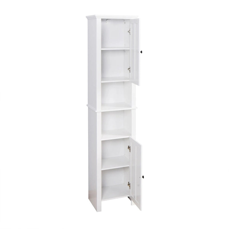 White Bathroom Storage Floor Cabinet with 6 Shelves