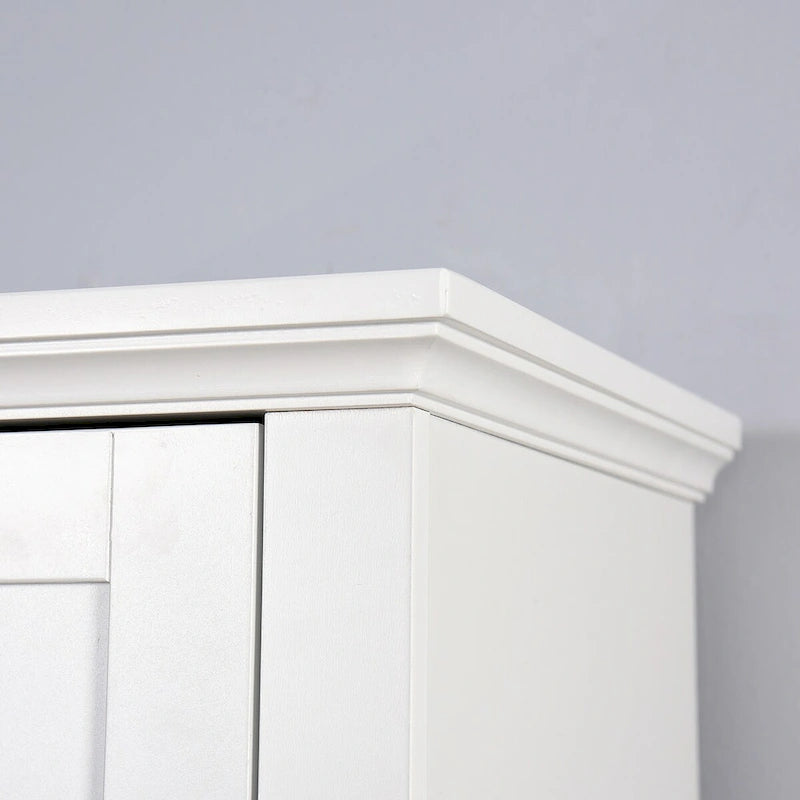 White Bathroom Storage Floor Cabinet with 6 Shelves