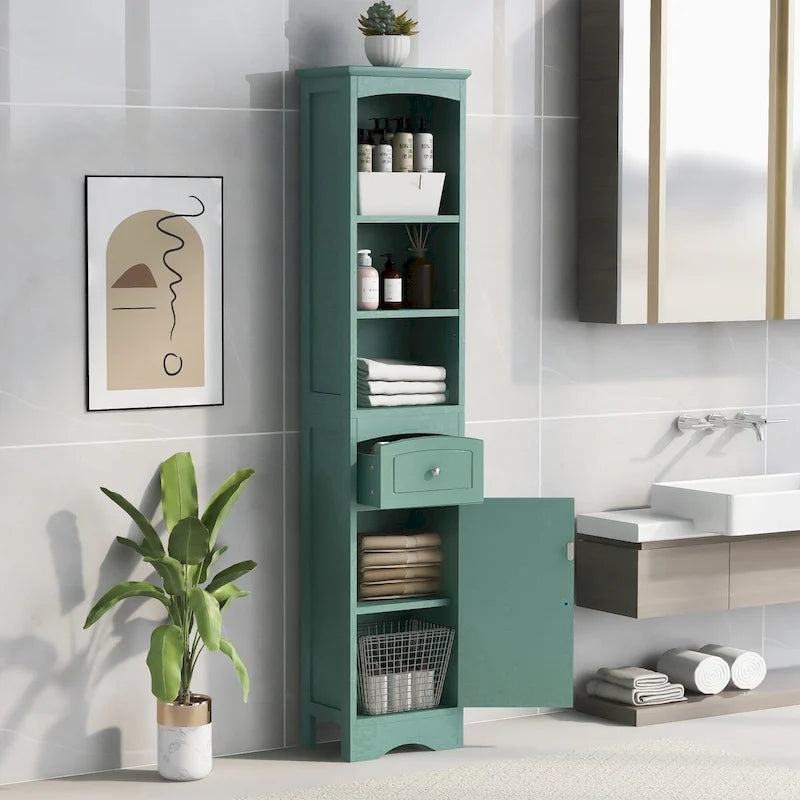 Tall Bathroom Cabinet Freestanding Storage Cabinet with Drawer - 13.4 L x 9.1 W x 66.9 H