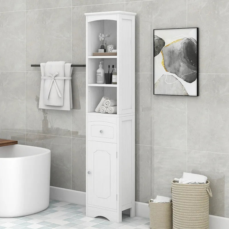 Tall Bathroom Cabinet Freestanding Storage Cabinet with Drawer - 13.4 L x 9.1 W x 66.9 H