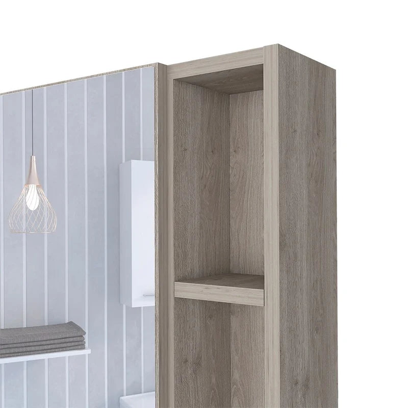 Medicine Cabinet Viking, Three Internal Shelves, Single Door, Two External Shelves, Black Wengue Finish