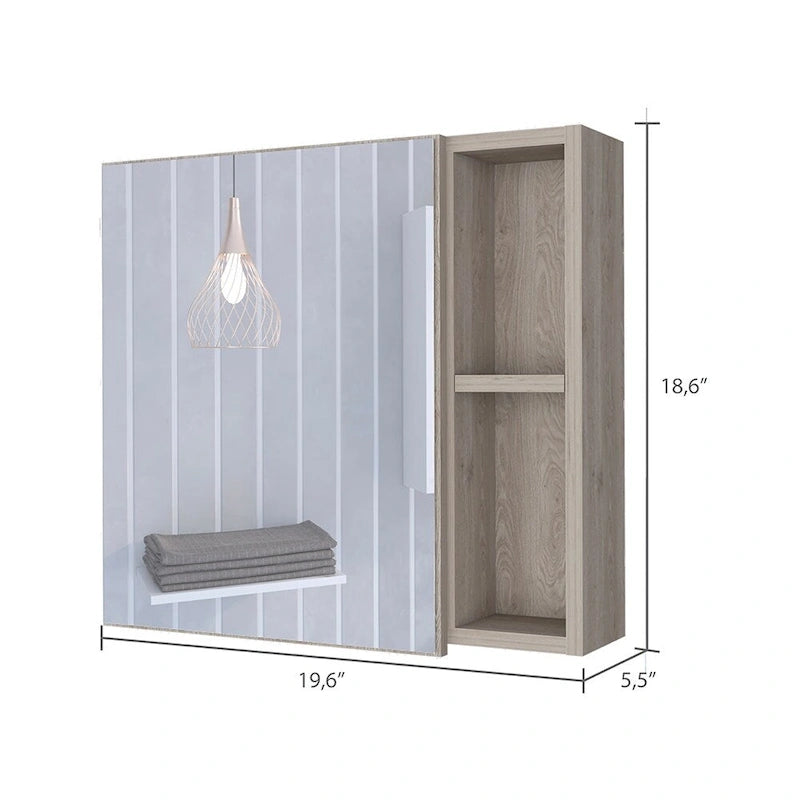 Medicine Cabinet Viking, Three Internal Shelves, Single Door, Two External Shelves, Black Wengue Finish
