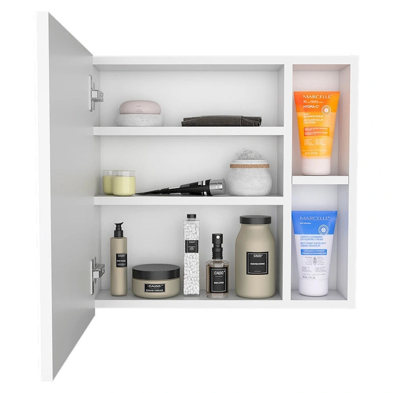Medicine Cabinet Viking, Three Internal Shelves, Single Door, Two External Shelves, Black Wengue Finish