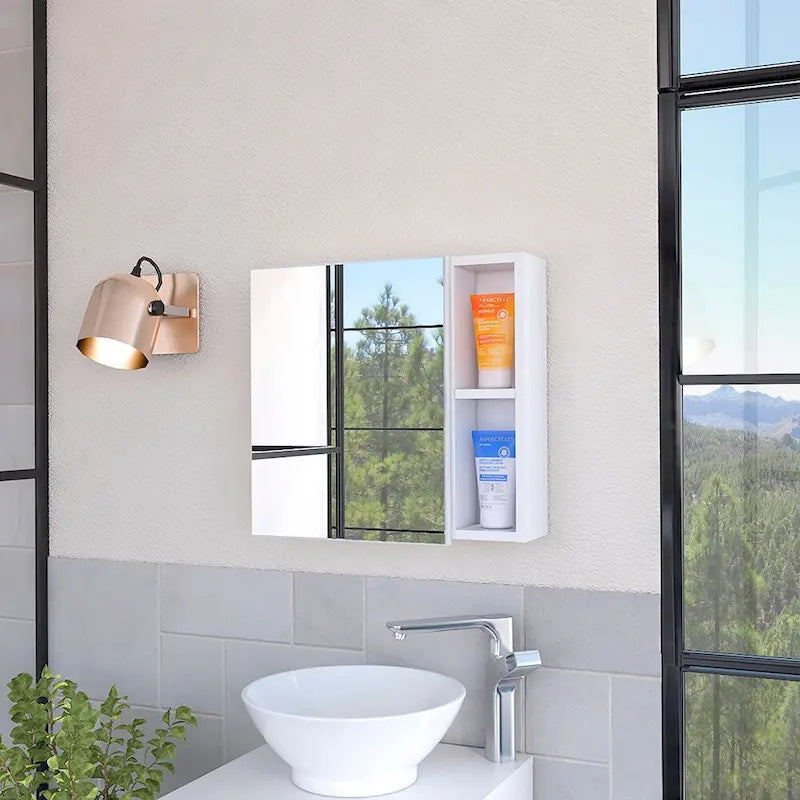 Medicine Cabinet Viking, Three Internal Shelves, Single Door, Two External Shelves, Black Wengue Finish