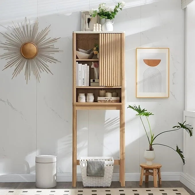 68  Tall Modern Over The Toilet Storage Cabinet, Tall Wood Space Saver - N/A