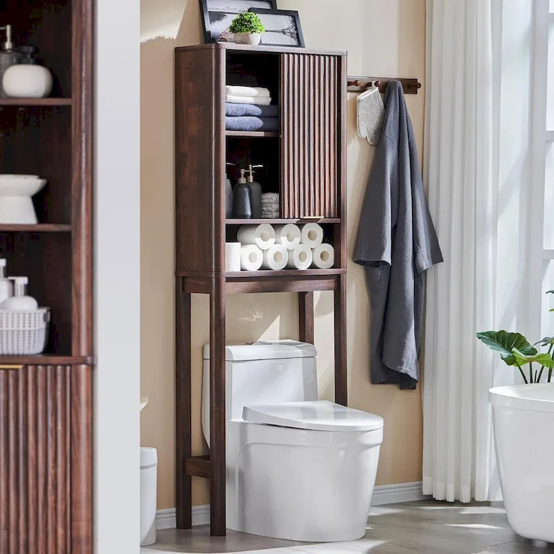 68  Tall Modern Over The Toilet Storage Cabinet, Tall Wood Space Saver - N/A