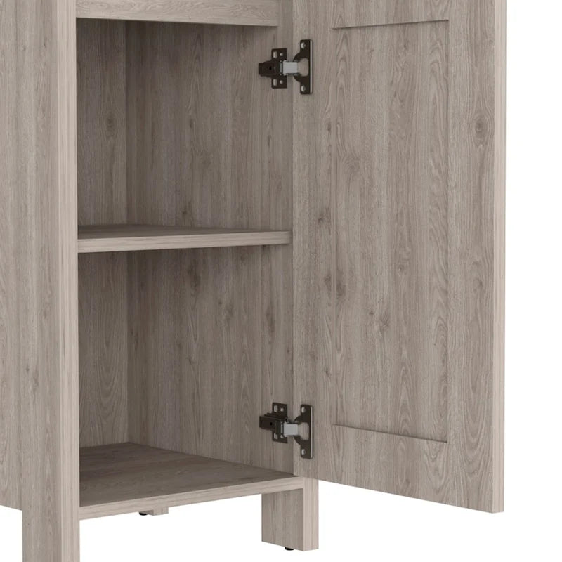 Linen Cabinet Jannes, Two Open Shelves, Single Door, Light Oak / White Finish
