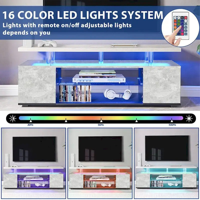 Center Media Storage Console Table with Large Side Cabinet for Living Room - 63.00 L * 16 W * 21 H