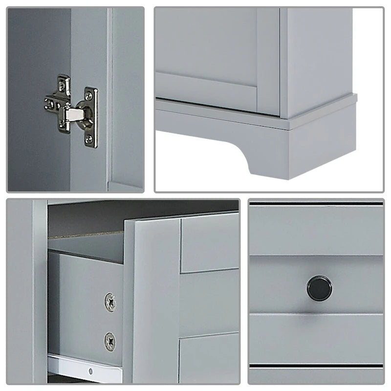 Classic Bathroom Storage Cabinet with an Open Shelf, 3 Drawers and a Cabinet