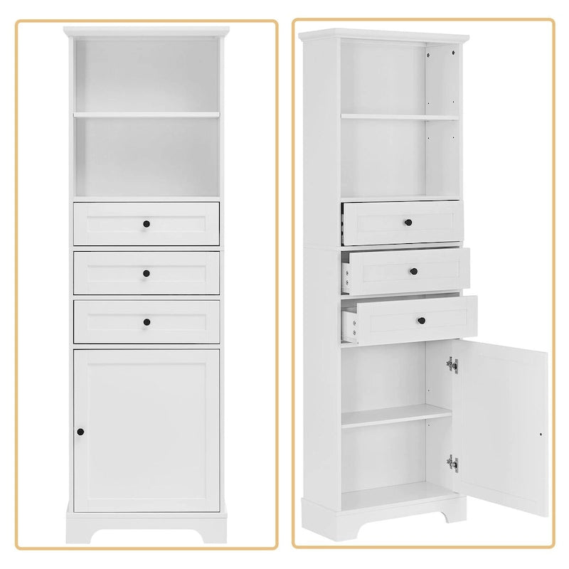 Classic Bathroom Storage Cabinet with an Open Shelf, 3 Drawers and a Cabinet