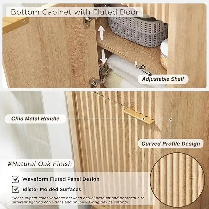 68  Tall Bathroom Narrow Storage Cabinet with Faux Marble Top