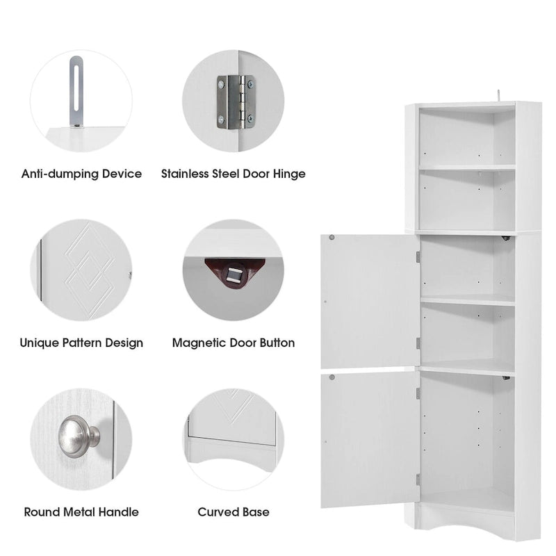 61  H Bathroom Storage Cabinet, Freestanding Bathroom Cabinet with Open Storage Bathroom Floor Cabinet