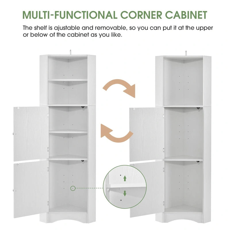 61  H Bathroom Storage Cabinet, Freestanding Bathroom Cabinet with Open Storage Bathroom Floor Cabinet