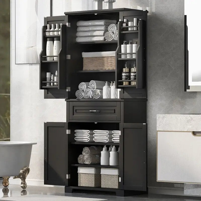 Bathroom Storage Cabinet with Doors and Drawer, Adjustable Shelf