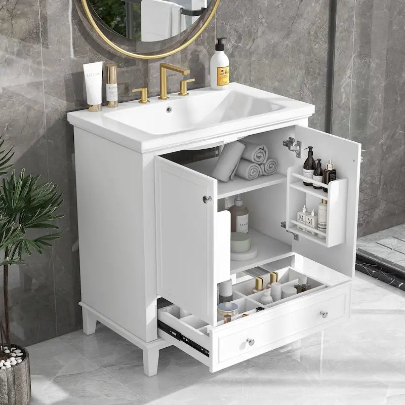 Bathroom Cabinet with Doors and Drawer