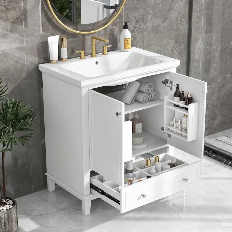 Bathroom Cabinet with Doors and Drawer