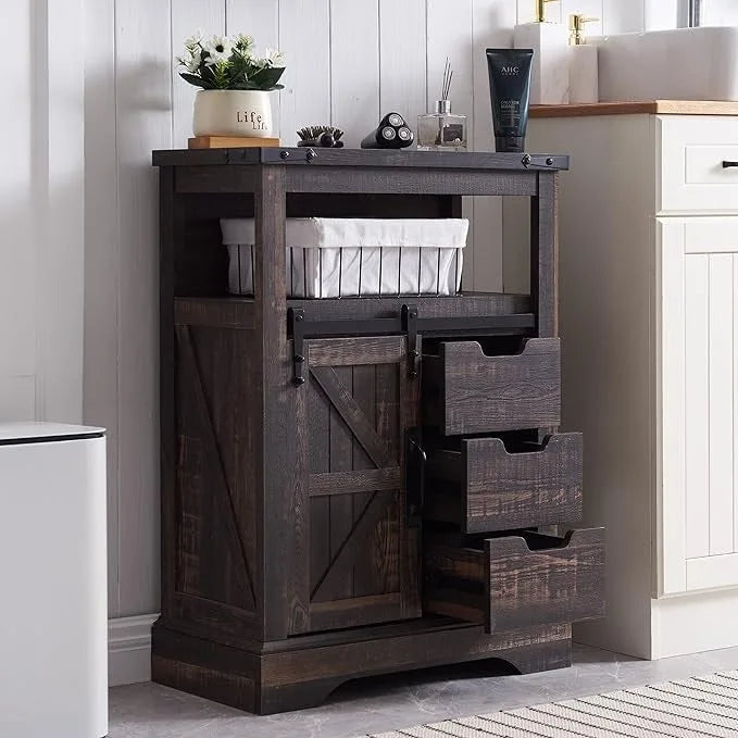 Farmhouse Bathroom Floor Cabinet, Small Storage Cabinet for Bathroom