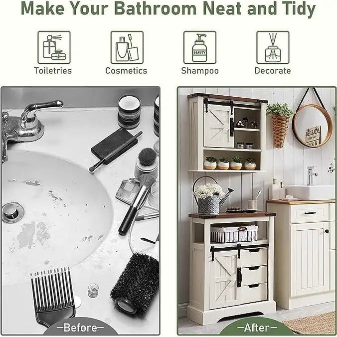 Farmhouse Bathroom Floor Cabinet, Small Storage Cabinet for Bathroom