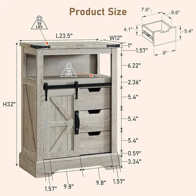 Farmhouse Bathroom Floor Cabinet, Small Storage Cabinet for Bathroom