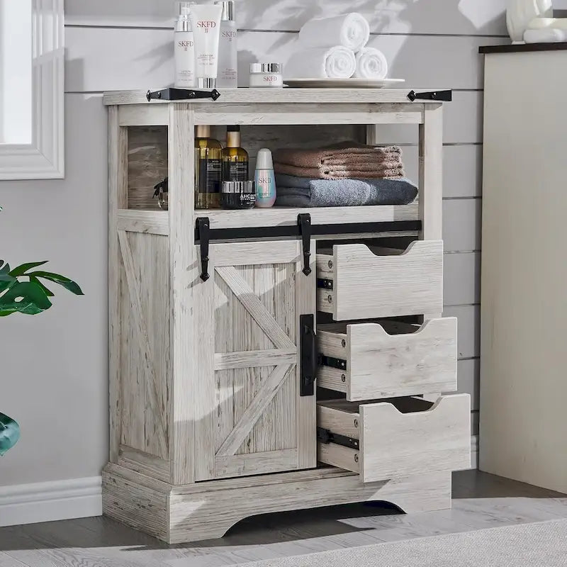 Farmhouse Bathroom Floor Cabinet, Small Storage Cabinet for Bathroom