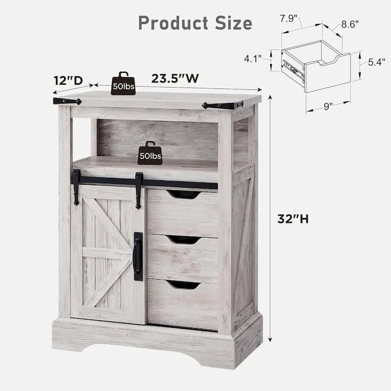 Farmhouse Bathroom Floor Cabinet, Small Storage Cabinet for Bathroom